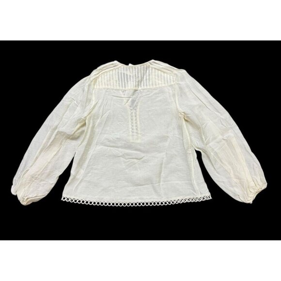 Jonathan Simkhai Sz XS Blouse Rhodes Lace Up Cream Designer Luxury Minimalist - Picture 5 of 7